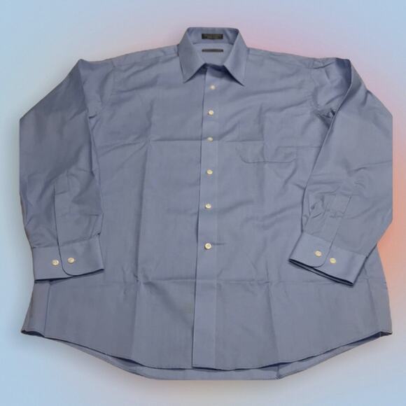 PIERRE CARDIN 16 - 34/35 Solid Blue Dress Shirt - Picture 2 of 2